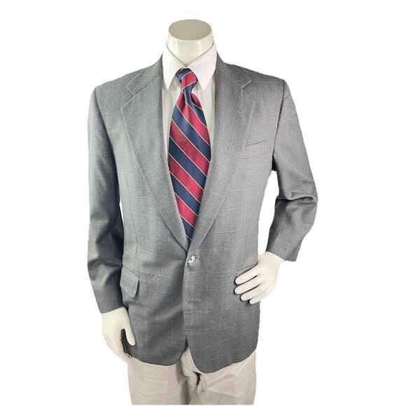 H. Freeman & Son Glen Plaid Black Gray Blazer Jacket Men 40R Wool Sport Coat - Picture 3 of 12